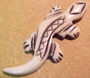 Lizard Carved Flat Bone Bead