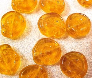 Seashell Snail Coil Style 25 Amber Copper Glass Beads