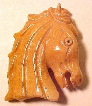 Horse Head Bone Carved Bead