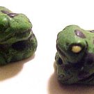 Frog 4 Small Green Clay Beads