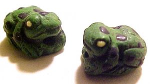 Frog 4 Small Green Clay Beads