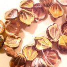 Leaves Drop 25 Copper Bronze Gold AB Glass Beads