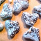 Butterfly Blue 6 Porcelain Beads