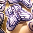 Butterfly 3 Blue and White Porcelain Beads