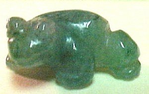 Frog Carved Green Adventurine Gemstone Bead