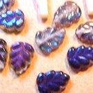 Leaves Serrated 25 Blue Carnival Glass Beads