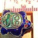 Turtle 3 Blue Cloisonne Metal Bead