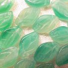 Leaves Dotted 25 Green and Pale Green Glass Beads
