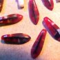Dagger 15 Red Variegated Glass Beads