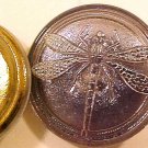Dragonfly Silver on Silver Opaque Glass Button