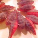 Leaves Dagger Serrated 15 Red and Gray Glass Beads