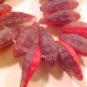 Leaves Dagger Serrated 15 Red and Gray Glass Beads