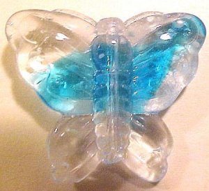 Butterfly Large Turquoise + Clear Variegated Glass Bead