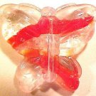 Butterfly Large Red + Clear Variegated Glass Bead