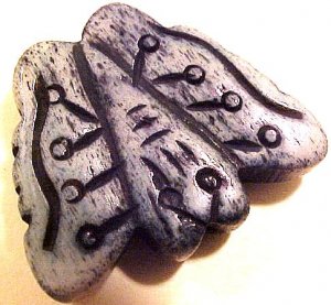 Butterfly Carved Small Green Bone Bead