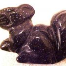 Squirrel Carved Navy Goldstone Gemstone Bead