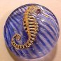 Seahorse 1 Blue Czech Glass Button