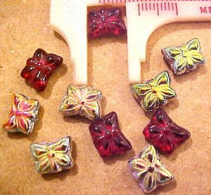 Butterfly 12 Mini Deep Red Aurora Glass Bead