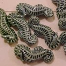 Seahorse 3 Large Green Ceramic Beads