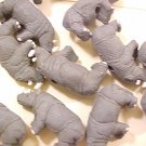 Rhinoceras 4 Large Grey Clay Beads