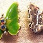 Butterfly Metal 2 Med. Green Enamel Double Hole Beads