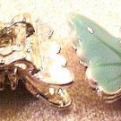 Butterfly Metal 2 Aqua Enamel Double Hole Beads