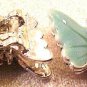 Butterfly Metal 2 Aqua Enamel Double Hole Beads
