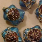Turtle 3 Turquoise Cloisonne Metal Bead