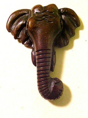Elephant Carved Stained Bone Head Bead