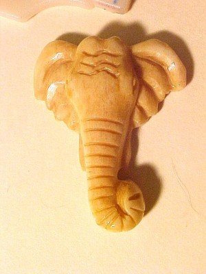 Elephant Carved Bone Head Bead