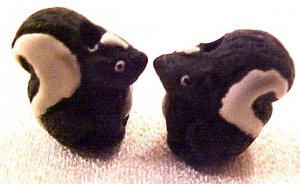 Skunk 4 Hand Painted Pottery Beads