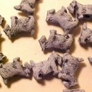 Dog Scottie Westie 5 Gray Ceramic Beads