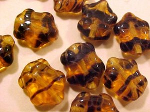 Turtle 10 Brown Tortoise Variegated Glass Beads