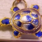 Turtle 4 Blue and White Cloisonne Metal Beads