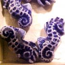 Seahorse 4 Teeney Blue Ceramic Beads