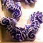 Seahorse 4 Teeney Blue Ceramic Beads