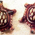Turtle 6 Purple Enameled Metal Bead