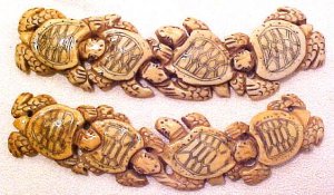 Turtle Sea Carved Large Horn Foursome Bead