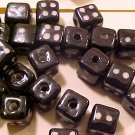 Dice 6 Black Porcelain Cube Beads