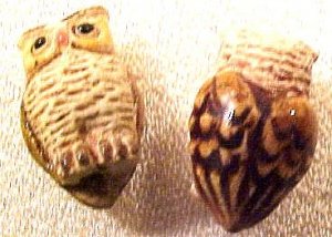 Owl 4 Brown Pottery Beads