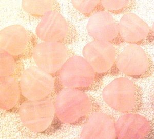 Heart 20 Pink Variegated Tiny Satin Glass Beads