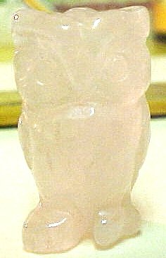 Owl Rose Quartz Carved Gemstone Bead