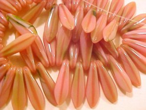 Dagger 15 Pink Green Variegated Opaque Glass Beads