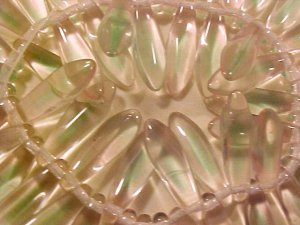 Dagger 15 Pink Green Transparent Variegated Glass Beads