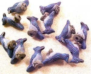 Bird Blue Jay 4 Pottery Beads