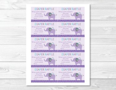 Mod Elephant Owl Forest Friends Printable Baby Shower Diaper Raffle Tickets #A100