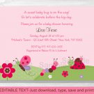Baby Bugs Ladybug Butterfly Printable Baby Shower Invitation Editable PDF #A104