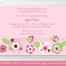 Pink Butterfly Flower Garden Printable Baby Shower Invitation Editable PDF #A106