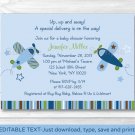 Lil Aviator Airplane Printable Baby Shower Invitation Editable PDF #A112
