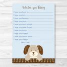 Polka Dot Puppy Dog Printable Baby Shower Wishes For Baby Advice Cards #A116